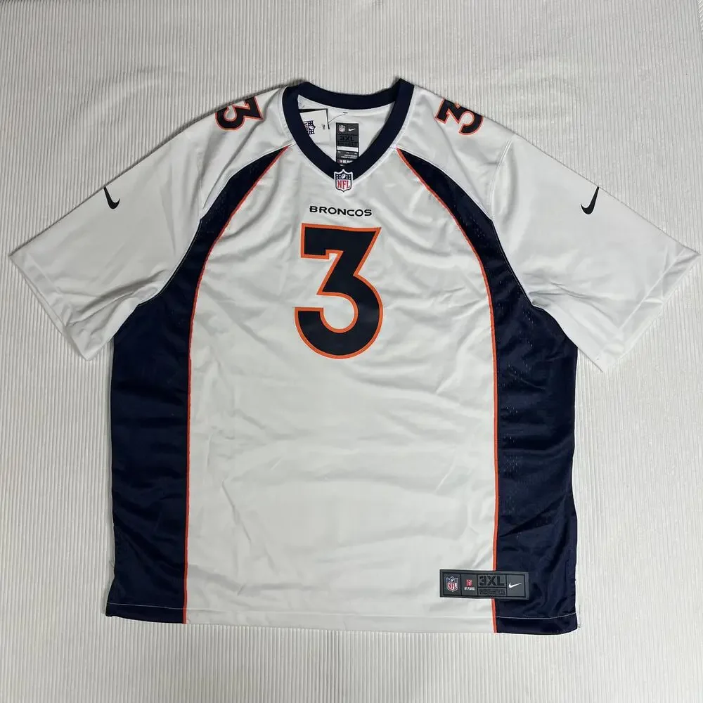 Denver Broncos Jersey Mens 3XL White NFL Football Russell Wilson 3 Nike On Field
